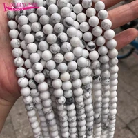 high quality natural white turquoises stone smooth round loose spacer beads 468101214mm diy jewelry accessories 38cm sk117