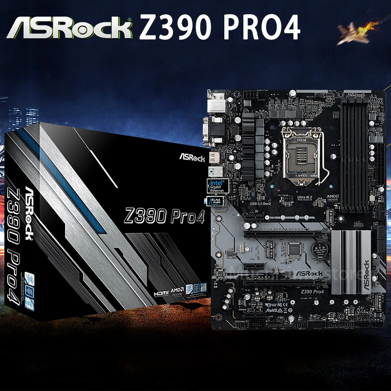 Verkauf LGA 1151 ASRock Z390 Pro4 Motherboard I9 I7 I5 I3 DDR4 64GB PCI-E 3,0 M.2 DVI Desktop Z390 Placa-Mãe 1151 USB 3,1 ATX Neue