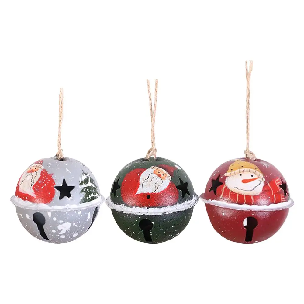 

3 шт. прочный подвесной кулон в виде шара Санта-Клауса, Рождественское украшение, снеговик, колокольчик, подвеска с бубенчиками украшения с и...