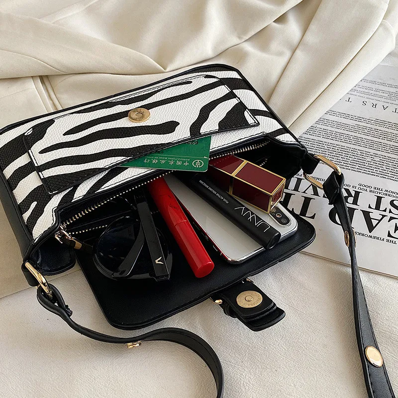 

Small Clutch Bags Designer Mini Shoulder Bag Women Stylish Zebra Pattern Flap Tote Bags Female Casual Leather Crossbody Handbag