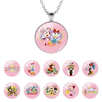 disney mickey mouse theme pattern glass dome chain necklace pendant necklace for girls party cabochon jewelry gifts mik655 25