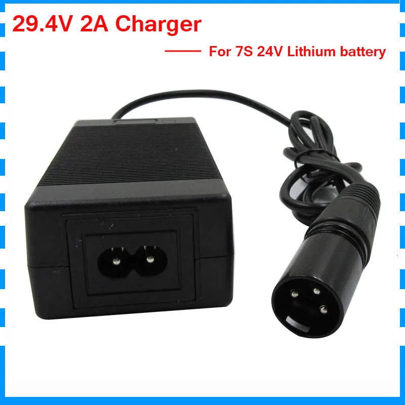 24V ebike зарядное устройство 29,4 V 2A литий-ионный аккумулятор зарядное устройство XLRM разъем использовать для 7S 24V литиевая батарея