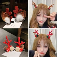 christmas ornament headrope daughter childrens hair clip headdress christmas lovely leather band hairpin baby antlers hair clip
