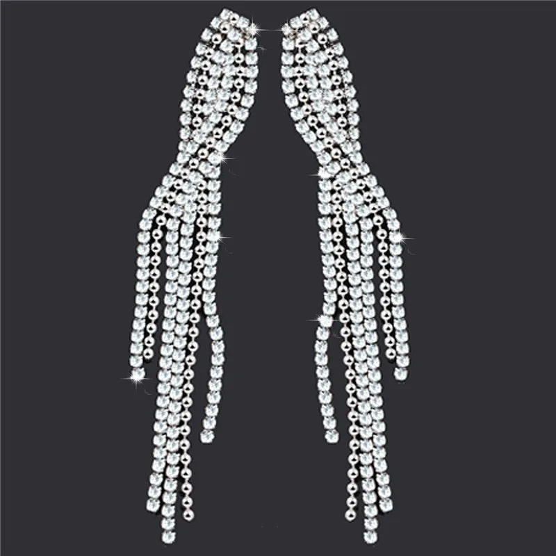 Lancharmed кристалл Длинная кисточка массивные серьги подарок модные с кисточками со