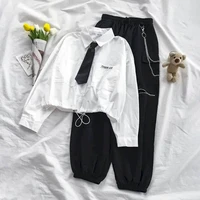 2021 autumn new jk uniform sets female korean version long sleeve shirt student preppy style two piece set women overalls tops