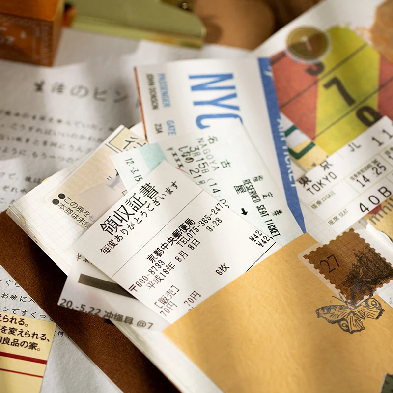 

50 PCS Bill Collector Retro Square Scrapbook Material/Card/Craft Supplies Starter DIY Tag with Hole Card