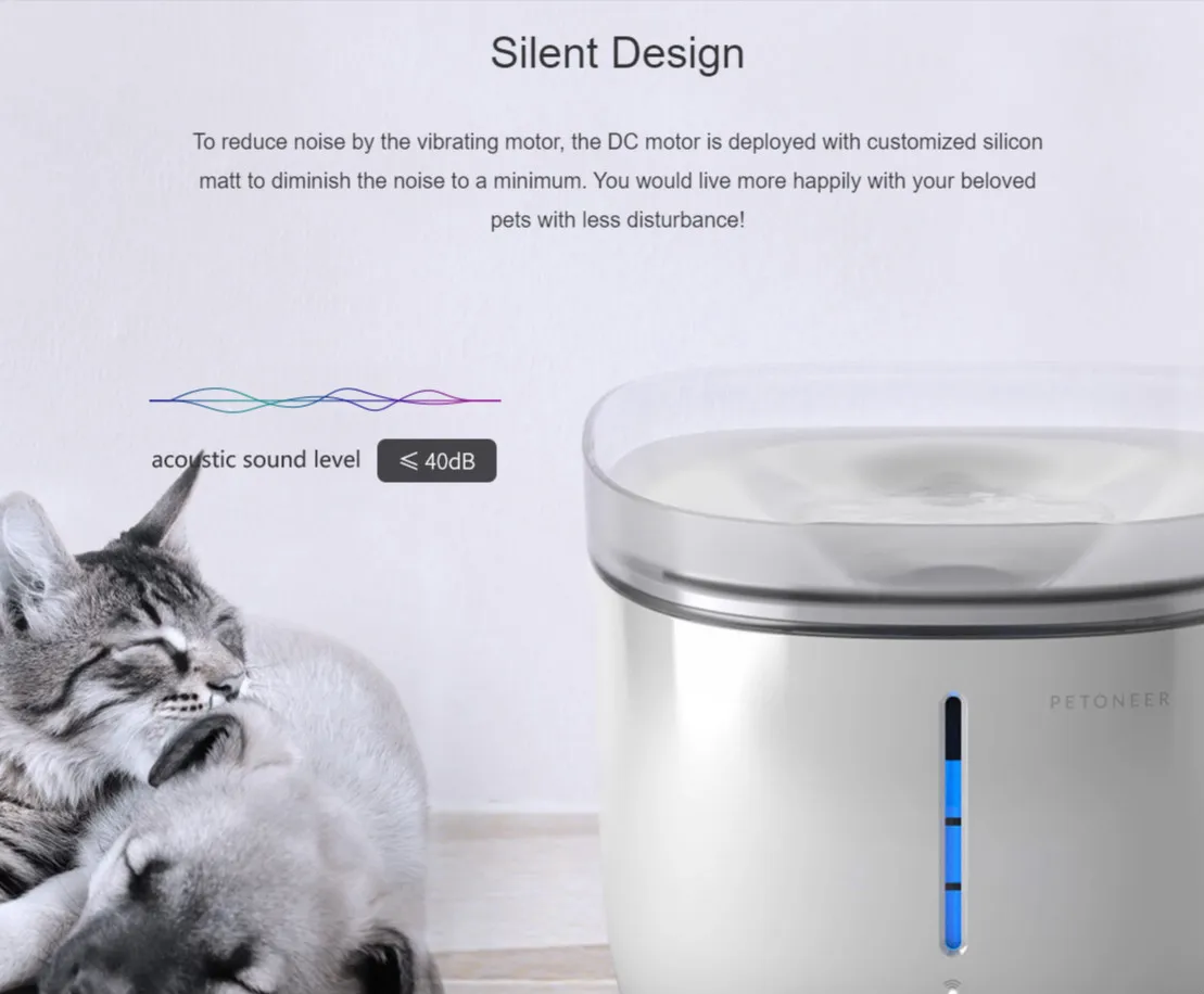 

Xiaomi Petoneer Fresco Pro Smart Pet Water Dispenser 2L Drinking Fountain 3-filter TDS Monitoring for Cats Dog Support APP