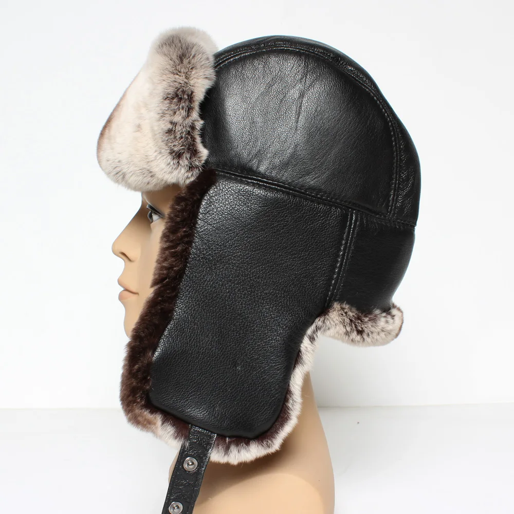 Новинка зимние мужские шапки из натуральной овечьей шкуры 100% натуральная теплая