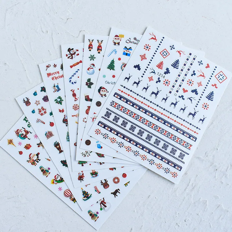 

1pc Snowflake 3D Nail Art Sticker Christmas Santa Claus Deer Slider Sticker Decals Adhesive Sticker For Manicure Nail Art Decor