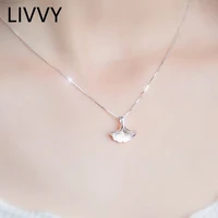 livvy silver color ginkgo biloba pendant necklace for women girl elegant charming jewelry accessories