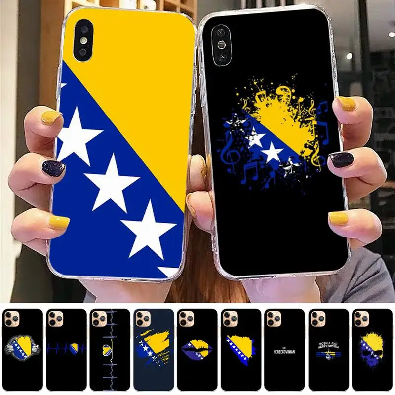 

FHNBLJ Bosnia and Herzegovina flag Phone Case for iPhone 11 12 13 mini pro XS MAX 8 7 6 6S Plus X 5S SE 2020 XR case