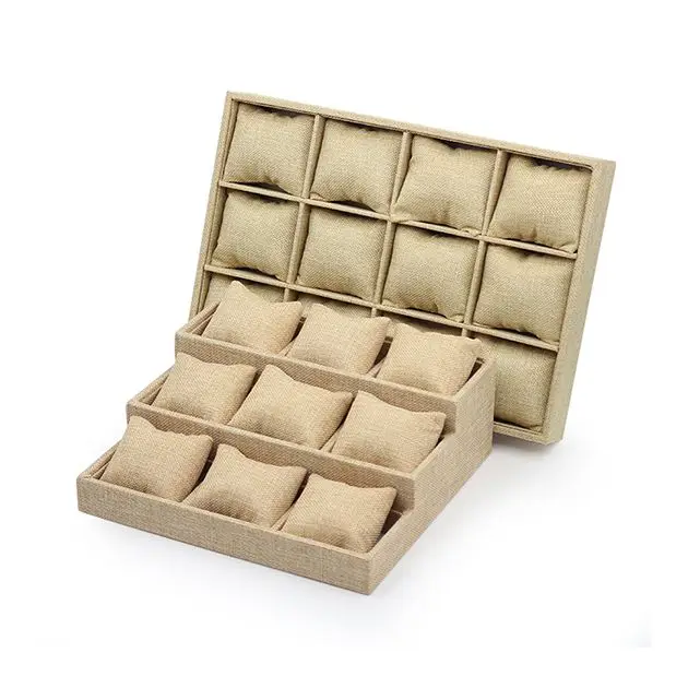 Новое предложение для демонстрации модных браслетов, подставка для ювелирных изделий с льняным покрытием, настраиваемая под модели часов взрывного типа.