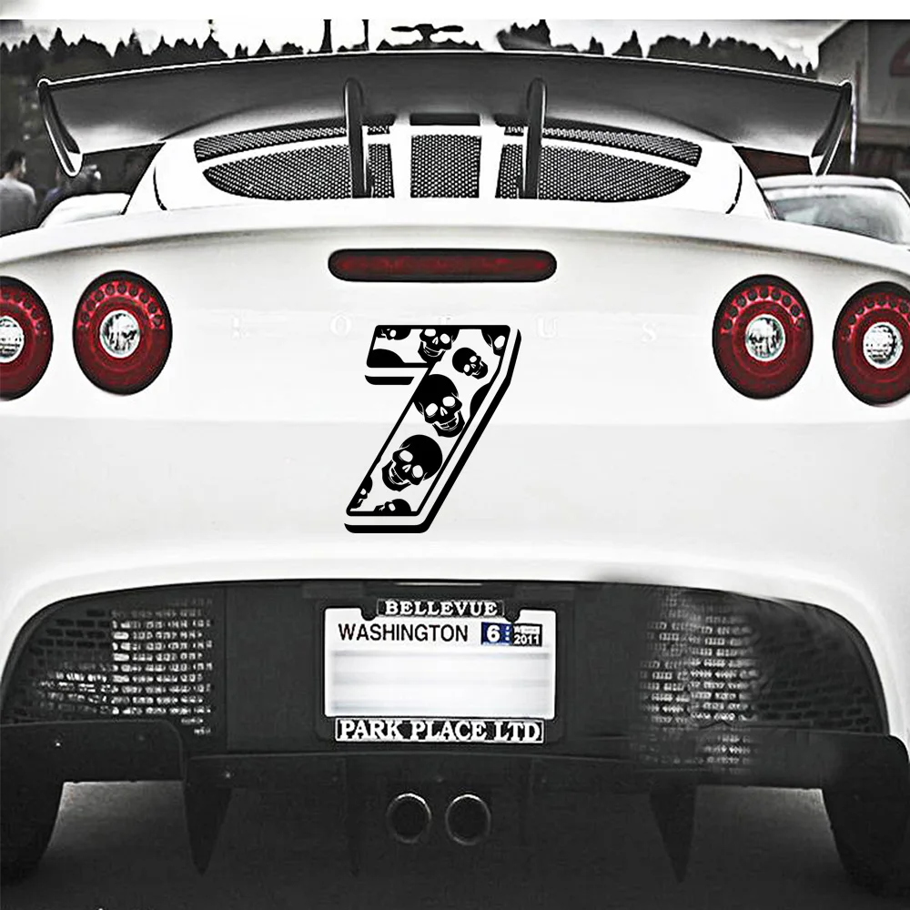 Виниловая наклейка с изображением черепа и цифр семи модная мультяшная для