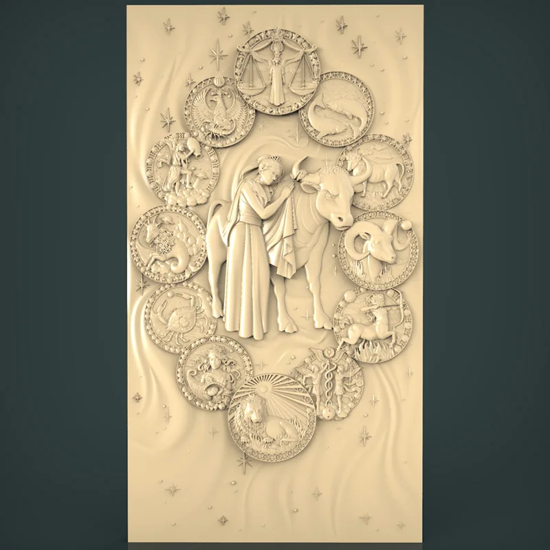 Модель STL двенадцать созвездий для ЧПУ-роутера 3D-принтера Artcam Aspire Bas Relief |