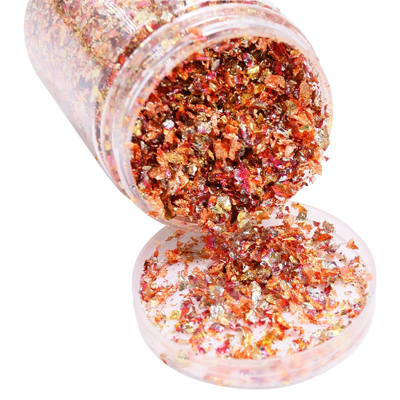 Variegated Copper Foil Fragments Imitation Gold Leaf Flakes for Nail Decoration Manicure Gilding Art | Дом и сад