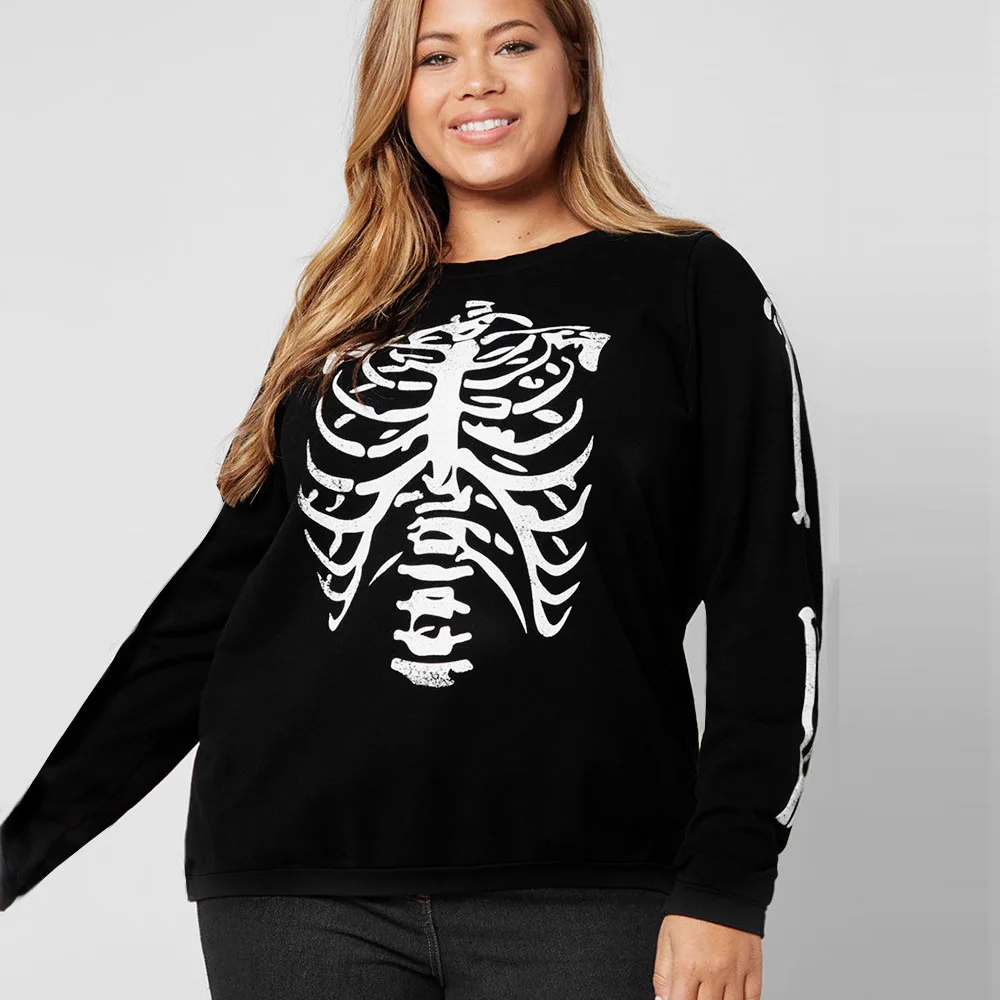 2019 Новая Женская толстовка с черепом в стиле панк-рок рисунком виде скелета на