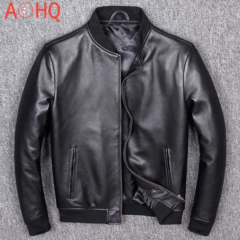 

Куртка-бомбер мужская короткая из натуральной овечьей кожи, большие размеры 5XL