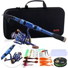 Рыболовная удочка Sougayilang, телескопическая из углеродного волокна, 11 + 1 шарикоподшипник, комплект катушек для спиннинга, сумка для приманки
