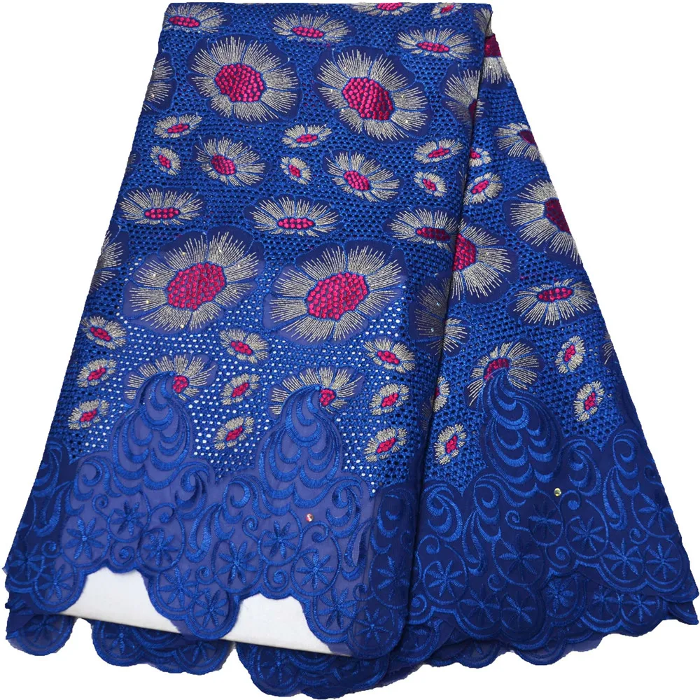 

Navy blue Dry Cotton Lace Fabric 2020 High Quality Swiss Voile Lace In Switzerland Nigerian Lace Fabrics For Wedding Dress V755