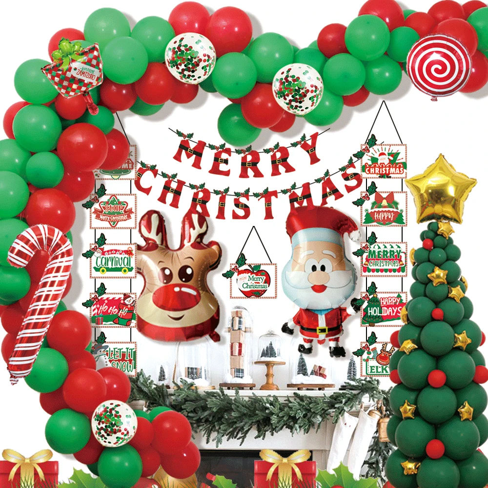 

Santa Snowman Elk Christmas Bell Aluminum Film Balloon Christmas Party Decoration Latex Balloons Hotel KTV Xmas Decor Birthday