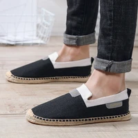 men flats espadrilles spring summer boats shoes hemp canvas lace up sneakers breathable fashion casual driving shoes black ae 93