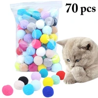70 pcs colorful cat toy balls soft plush cat pom pom toy creative kitten chew bite resistant ball interactive cats toys supplies