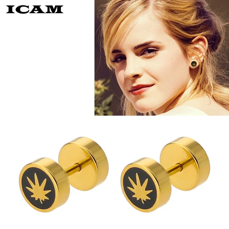 ICAM простые из нержавеющей стали гантели мужские серьги-гвоздики для панков Стиль Мода 316L сталь мужские ювелирные изделия подарок 3 цвета