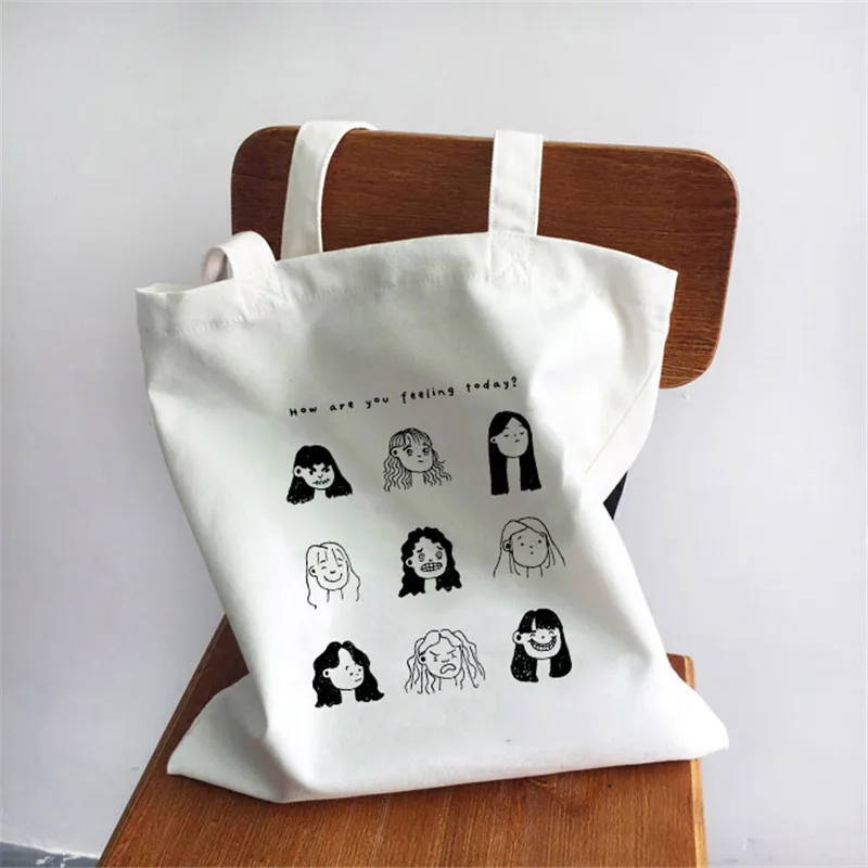 

Shopping Bags 2021 New Tote Bag Hot Sale Harajuku Style Handbags Women Canvas Bag Shoulder Bags Eco Casual Handbag
