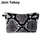 Косметичка Jom Tokoy с принтом под змеиную кожу, персонализированная косметичка, органайзер, женская косметичка HZB994