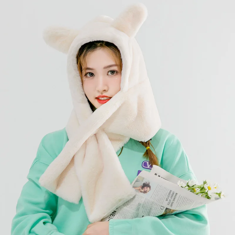 Новинка 2021 шапка и шарф из искусственного кроличьего меха комплект двух