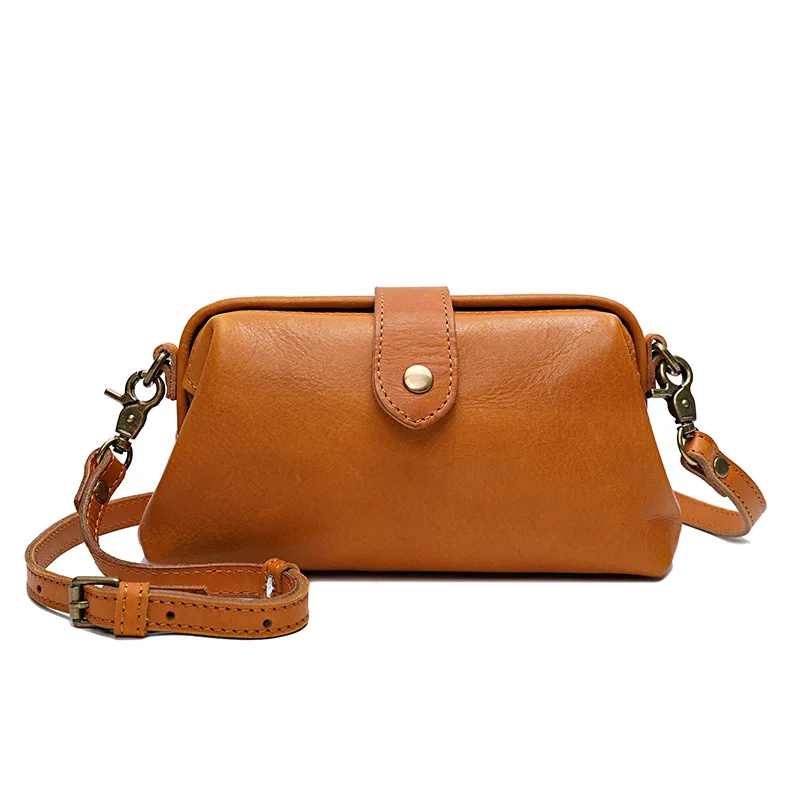 

Handmade 2021 summer new vegetable tanned cow leather small mouth gold Satchel purses and handbags luxury designer handbags