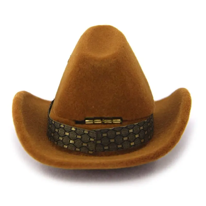 

Creative Cowboy Hat Shape Rings Box Jewellery Display Storage Case