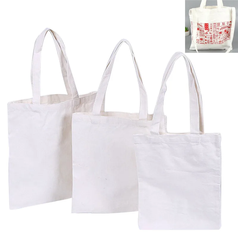 

Creamy White Canvas Shopping Bags Shoulder Bag Tote Shopper Bag DIY Painting Natural Cotton Plain For Women Eco Reusable