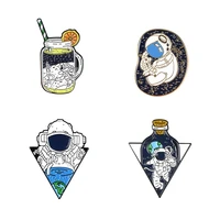 gifts jewelry space travel enamel pin astronauts special edition brooches bag clothes lapel pin cosmic space badge for kids