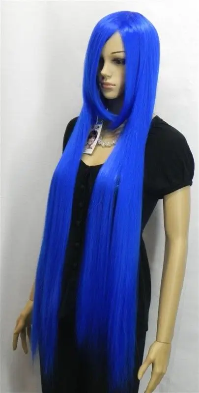 Горячая термостойкие вечерние волос&gt красивый голубой цвет размер 90 см Экстра