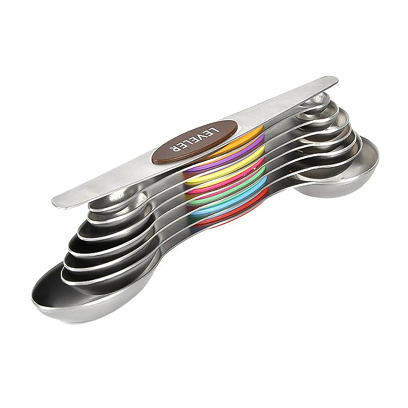 

8 шт Нержавеющая сталь двойной головкой мерная ложка магнитные измерительные ложки мерный стаканчик ложки, кухонные принадлежности