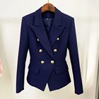 Модная облегающая Рабочая Униформа DEIVE в офисном стиле с металлической кнопкой в виде льва темно-синего цвета 2022, Женское пальто 2076