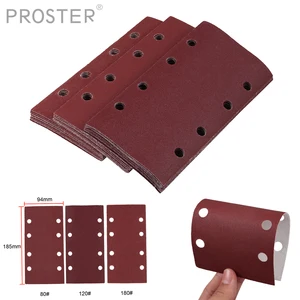 Proster 30 шт. для 13 перфорированных Шлифовальных Листов 93x190 мм, наждачные Бумажные Прокладки, шлифовальный крючок и петля, зернистость 80120180