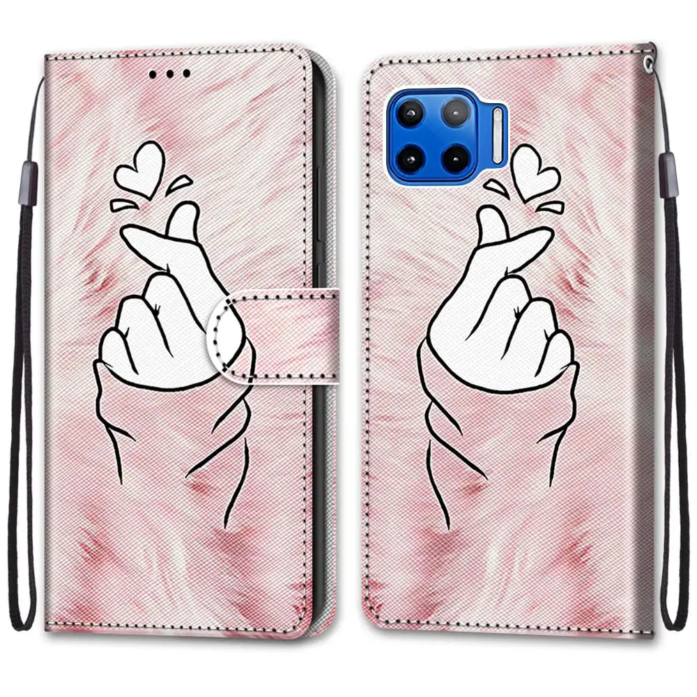 flower phone case with card slot wallet flip stand cover for moto e6 play e6s e7 plus g 5g plus one 5g g8 power g9 play capa free global shipping