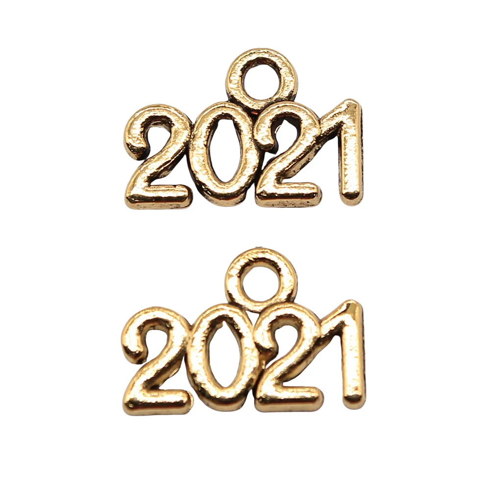 

40pcs Year Number 2021 Pendant Charms DIY Jewelry Making Jewelry Finding Antique Silver Color Antique Gold Color 9x14mm