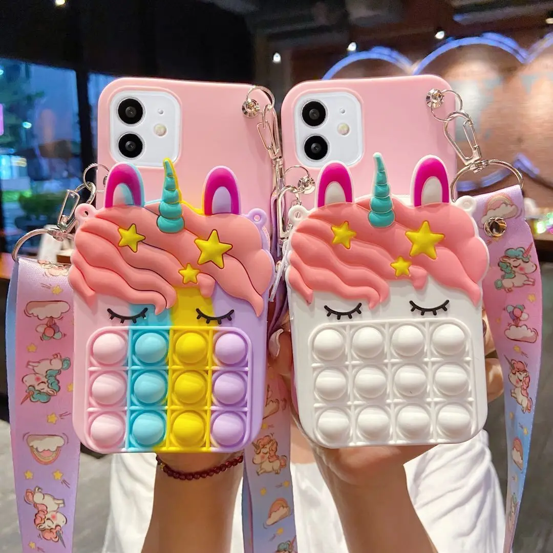 

Relieve Stress Rainbow Unicorn Coin Purses Wallet Card Holder Case For OPPO Realme X2 Reno 10X ACE 2 3 4 5 6 Z F Lite Pro 4G 5G