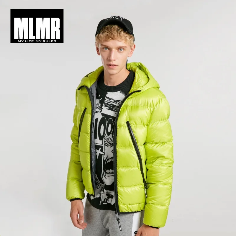 JackJones мужской зимний Повседневный Яркий цвет с капюшоном пуховик 218412520 - Цвет: LIMELIGHT