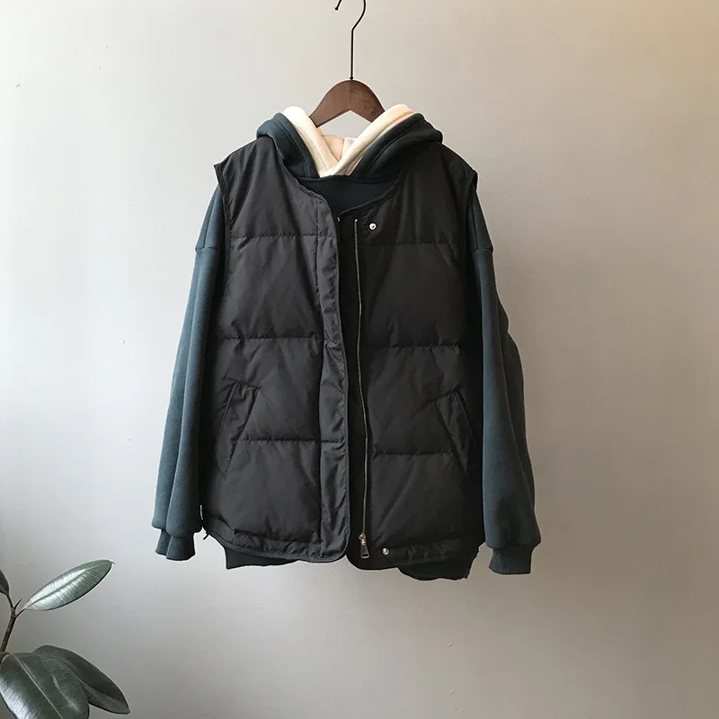 

COZOK 2021 Winter New Down Jacket Waistcoat for Women Without Collar and Loose Korean Vest Coat 3091