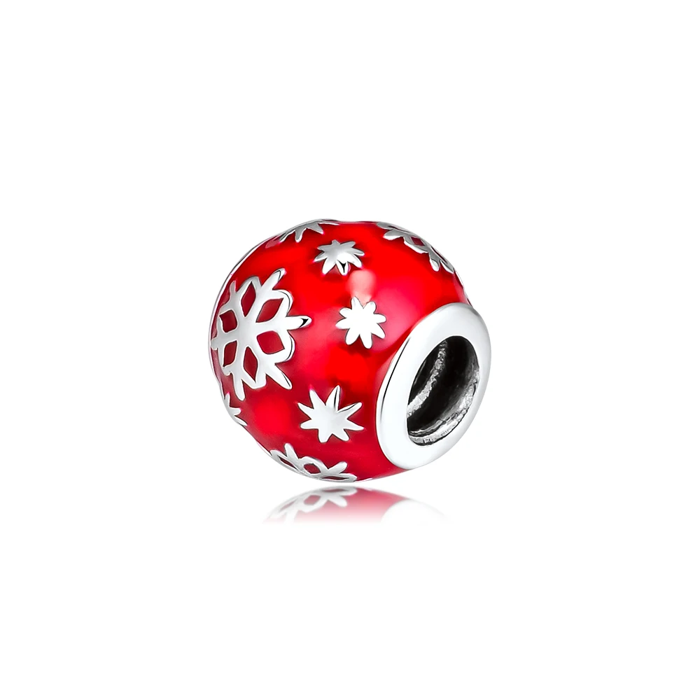 Рождественская бусина подходит для браслетов Pandora шармы в виде снежинок 100%