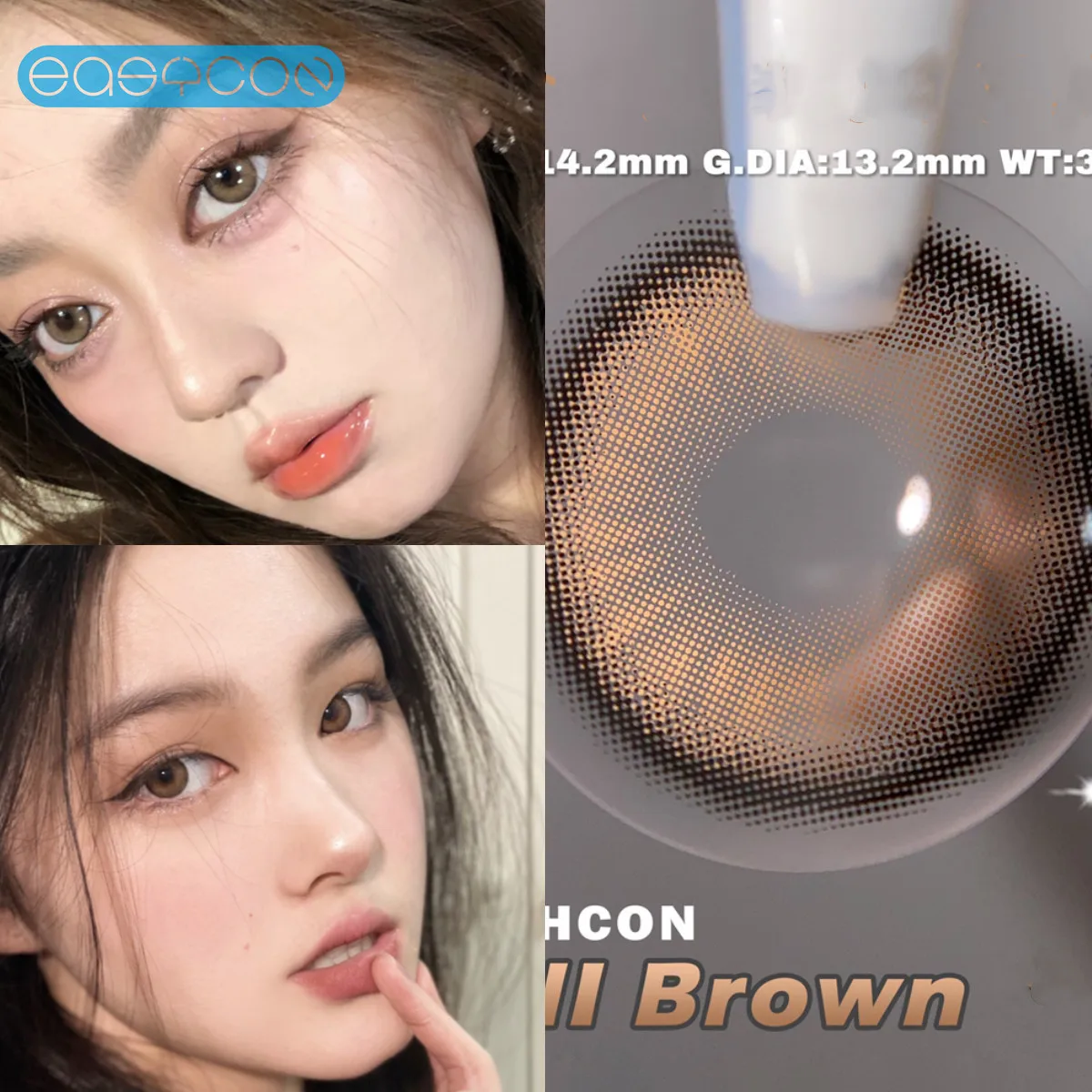 

Easycon NINI коричневые цветные контактные линзы, мягкие для глаз, маленькая красота, для зрачка, близорукость, диоптрии, ежегодные, натуральные, новые, большие