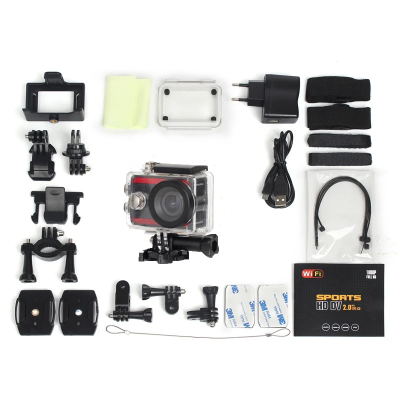 Красный Ультра HD 4K Спортивная экшн-камера wifi 2,0 ''экран 12MP Go Экстремальный Pro Водонепроницаемый Спорт DV 170 широкоугольный объектив шлем Спортивная камера - Цвет: Красный