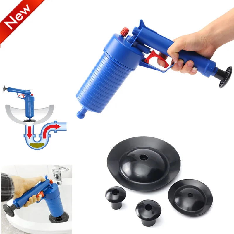 

Household High Pressure Powerful Drain Blasters Pump Plunger Sink Pipe Clog Remover Toilets Bathroom Kitchen Cleaner Kit