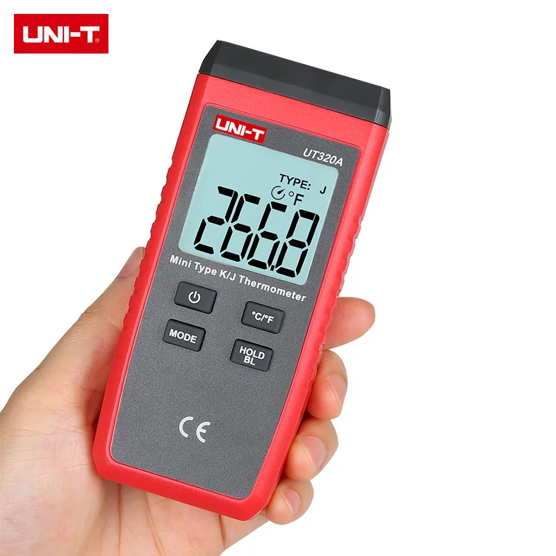 Термометр UNI-T Термопара UT320D UT320A Тип мини-контакта Двухканальный K / J Измеритель температуры Подсветка данных Хранить в выключенном состоянии Авто