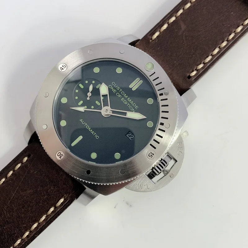 Новые мужские parnis 47 мм GMT кожаный ремешок Морская Чайка автоматические