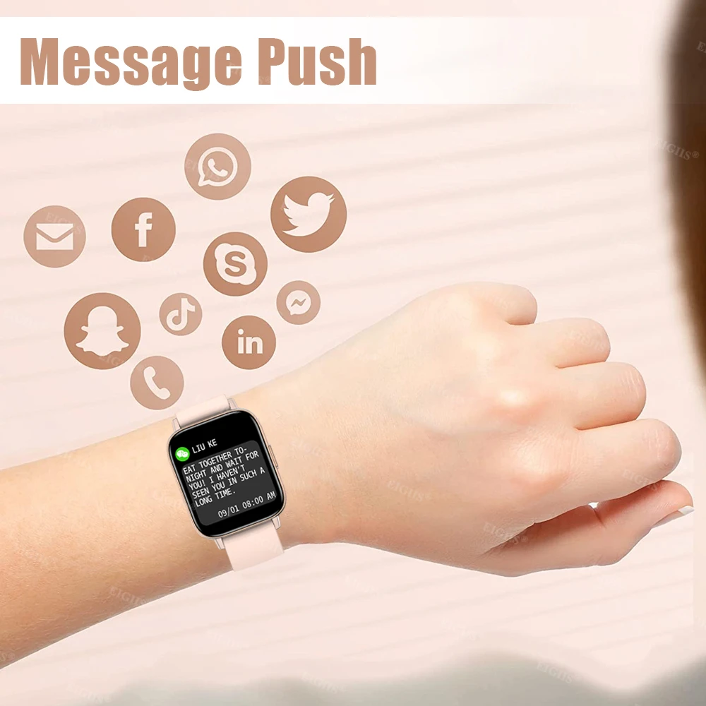 Najtaniej EIGIIS Inteligentny Zegarek Kobiety 1.69 Cal Fitness Tracker Pulsometr Tlen Krwi Męska Sport Smartwatch Dla Xiaomi Android Ios